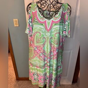 Pink and Green Spring Dress XL